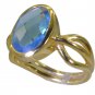 Riyo Blue  Gold Plated Blue Topaz CZ Ring teasing gemstone jewelry online GPRBTC