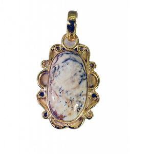 Riyogems Picture Jasper 18ct Ygold Plate Teardrop Pendant L 1.7in Gppjas-40038