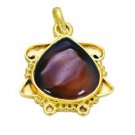 Riyogems Red Onyx 18.Kt Base Matel Teardrop Pendant L 1.5in Gppron-66051