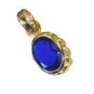 Riyogems Blue Sapphire Cz Gold Plated Costume Formal Pendant L 1.5in Gppbscz-900