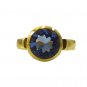Riyo A Blue Saphire Cz  18kt Gold Plated Rough Cut Ring Gprbscz75-90041