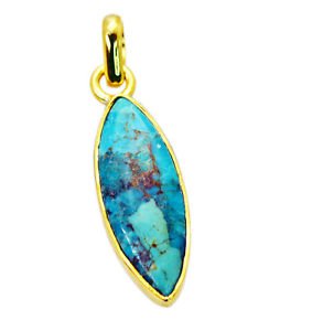 Riyogems Turquoise Gold Plated Sets Bow Pendants L 2.1in Gpptur-82042