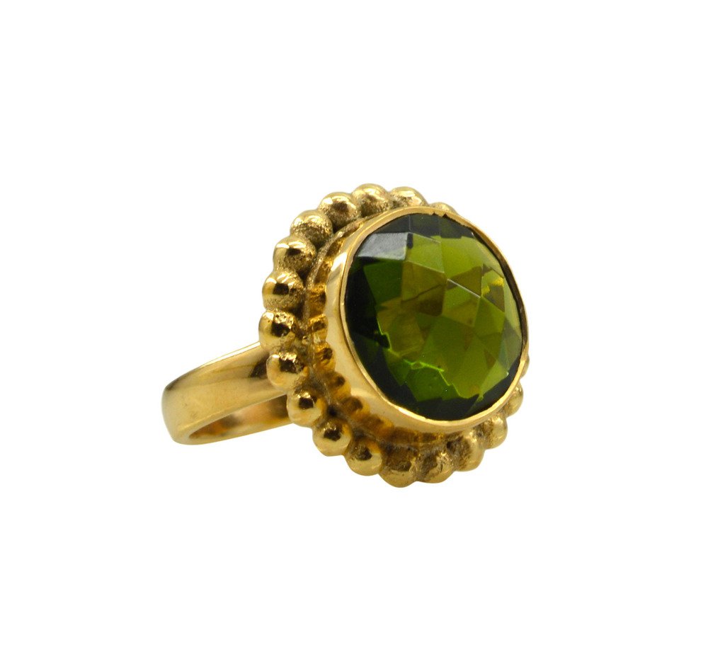 Riyo Green Emerald Cz  18kt Gold Plated Classic Ring Gpremcz65-96172