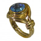 Riyo Blue  Gold Plated Blue Topaz CZ Ring ideal funky handmade jewelry GPRBTCZ75