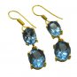 Riyogems A Blue Topaz Cz Copper 18kt Gold Plated Timeless Earring L 1.5in Gpebtc