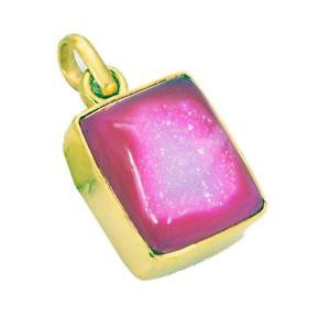 Riyogems Druzy Drusy 18kt Y.G. Plated Omega Pendants L 1.5in Gppdru-24067