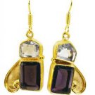 Riyogems Crystal Amethyst Cz 18-Kt Gold Platings Chandelier Earrings L 1.5in Gpe