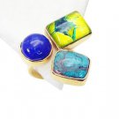 Riyo  Turquoise Gold Plated Jewelry Gimmal Ring Sz 7 Gprmul7-52083