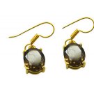 Riyogems Brown Smoky Quartz Copper 18kt Gold Plated Professional Earring L 1.25i