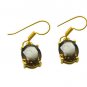 Riyogems Brown Smoky Quartz Copper 18kt Gold Plated Professional Earring L 1.25i