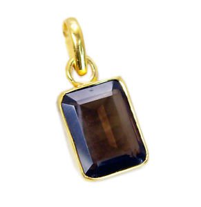 Riyogems Smoky Quartz 18 Kt Gold Platings Scroll Pendant Jewelry L 1.2in Gppsqu-