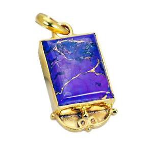 Riyogems Turquoise 18 Kt Y Gold Plating Ball Pendant L 2.1in Gpptur-82068