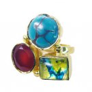 Riyo  Turquoise 18 Kt Gold Plated Purity Ring Jewelry Sz 7 Gprmul7-52054