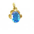 Riyogems Blue Topaz Cz Jewellery Gold Plated Nahual Pendant L 1.2in Gppbtcz-9202
