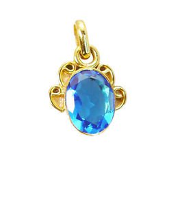 Riyogems Blue Topaz Cz Jewellery Gold Plated Nahual Pendant L 1.2in Gppbtcz-9202