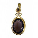 Riyogems Smoky Quartz 18k Y Gold Plate Pluto Pendant L 1.2in Gppsqu-76055