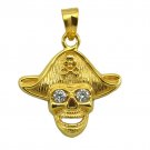 Riyogems Mix Multi Gemstone Copper 18kt Gold Plated Skull Pendant L 1.5in Gppsku