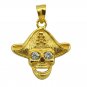 Riyogems Mix Multi Gemstone Copper 18kt Gold Plated Skull Pendant L 1.5in Gppsku