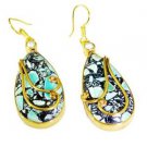 Riyogems Turquoise Gold Plate Manufacturer Huggy Earrings L 2.5in Gpetur-82012