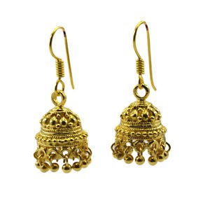 Riyogems A Plain Copper 18kt Gold Plated Period Earring L 1.25in Gpejhu-120005
