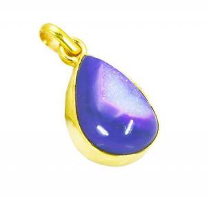 Riyogems Druzy Drusy 18 Ct Ygold Plated Scroll Pendant Jewelry L 1.5in Gppdru-24