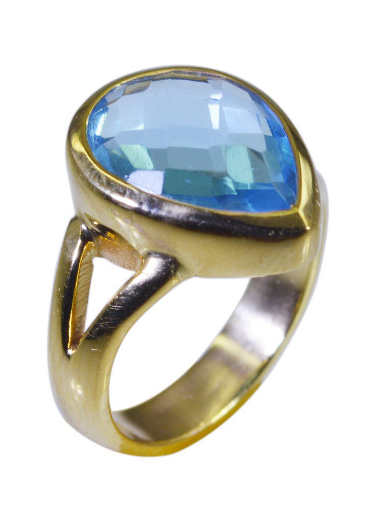 Riyo Blue  Gold Plated Blue Topaz CZ Ring enthralling fine jewelry store GPRBTCZ