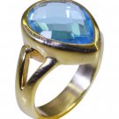 Riyo Blue  Gold Plated Blue Topaz CZ Ring enthralling fine jewelry store GPRBTCZ