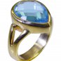 Riyo Blue Gold Plated Blue Topaz CZ Ring enthralling fine jewelry store GPRBTCZ
