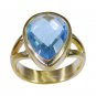 Riyo Blue Gold Plated Blue Topaz CZ Ring enthralling fine jewelry store GPRBTCZ