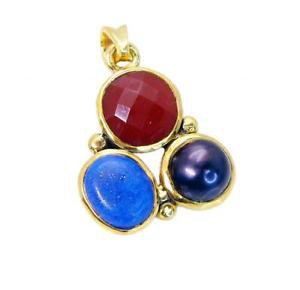 Riyogems Multi Red Onyx 18-Kt Ygold Plated Interchangeable Pendants L 1.5in Gppm