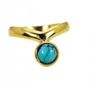 Riyo Turquoise 18 C Gold Plated Aqiq Ring Sz 7 Gprtur7-82137