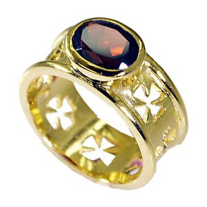 Riyo Garnet 18k Y Gold Plate Bridal Rings Sz 7 Gprgar7-26009