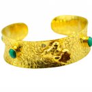 Riyo   Gemstone  18kt Gold Plated  Faceted Bangle W 0.75in Gpbmul-52021