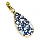 Riyogems Turquoise 18.Kt Base Matel Wave Pendant L 2.1in Gpptur-82006
