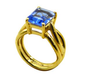 Riyo A Blue Saphire Cz  18kt Gold Plated Savvy Ring Gprbscz80-90034