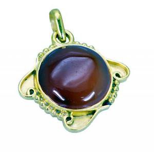 Riyogems Red Onyx 18 Kt Y.G. Plated Sun And Moon Pendants L 1.5in Gppron-66046