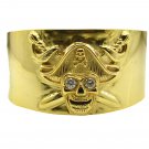 Riyo   Gemstone  18kt Gold Plated Intricate Bangle W 1.25in Gpbmul-52001