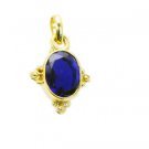 Riyogems Blue Sapphire Cz 18.Kt Base Matel Endless Strand Pendant L 1.2in Gppbsc