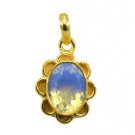 Riyogems White Fire Opal Cz Copper 18kt Gold Plated Stylish Pendant L 1.5in Gppf