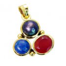Riyogems Multi Pearl 18 Kt Y.G. Plated Cross Pendants L 1.5in Gppmul-52042