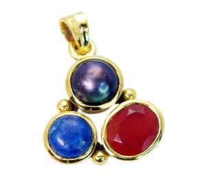Riyogems Multi Pearl 18 Kt Y.G. Plated Cross Pendants L 1.5in Gppmul-52042