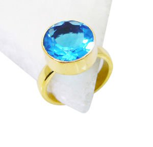 Riyo Blue Topaz Cz Gold Plated India  Mori Ring Sz 7 Gprbtcz7-92051