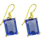 Riyogems A Blue Sapphire Cz Copper 18kt Gold Plated Womens Earring L 1.5in Gpebs