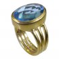 Riyo Blue  Gold Plated Blue Topaz CZ Ring  fine gemstone jewelry GPRBTCZ70-92139