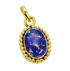 Riyogems Turquoise 18k Y Gold Plate Birthstone Pendant L 2.1in Gpptur-82073