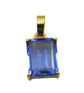 Riyogems A Blue Sapphire Cz Copper 18kt Gold Plated Tribal Pendant L 1.5in Gppbs