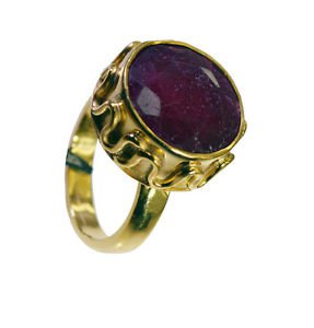 Riyo Indi Ruby 18c Ygold Plating Signet Ring Jewelry Sz 7.5 Gpriru7.5-34088