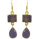 Riyogems A Purple Chalcedony Copper 18kt Gold Plated Pre Formed Earring L 2.25in