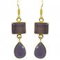 Riyogems A Purple Chalcedony Copper 18kt Gold Plated Pre Formed Earring L 2.25in