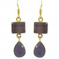 Riyogems A Purple Chalcedony Copper 18kt Gold Plated Pre Formed Earring L 2.25in